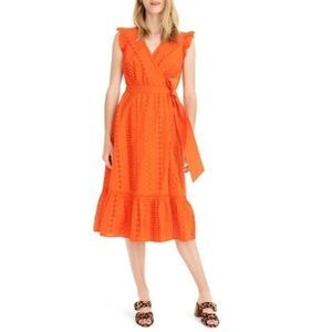 J. Crew Orange Eyelet Wrap Dress
